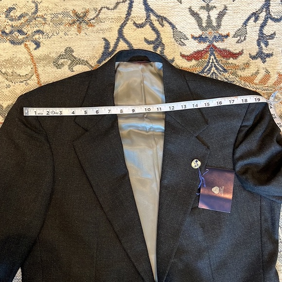NWT Christopher Hayes Merino Wool Blazer 40 Long Lined inside Black - Picture 13 of 15